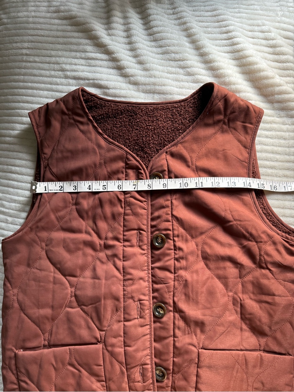 Women's Quilted Brown Vest Jacket - Picture 8 of 8